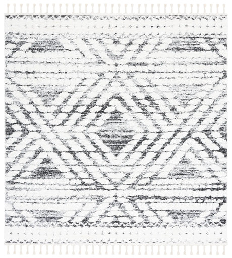 Safavieh Moroccan Tassel Shag 6'-7" x 6'-7" Rug in Ivory / Grey