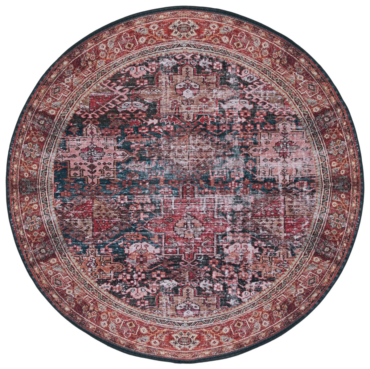 Safavieh Tucson 5'-0" x 5'-0" Rug in Rust / Green