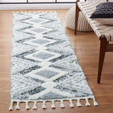 Safavieh Moroccan Tassel Shag 2'-3" x 10'-0" Rug in Grey / Ivory