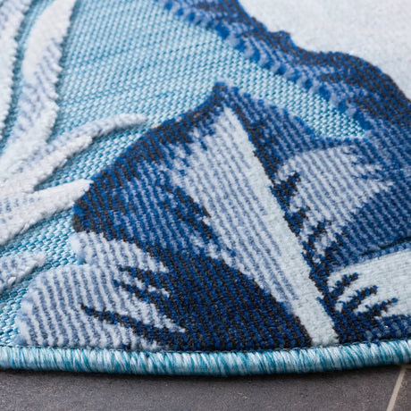 Safavieh Cabana 5'-1" x 5'-1" Rug in Aqua / Navy