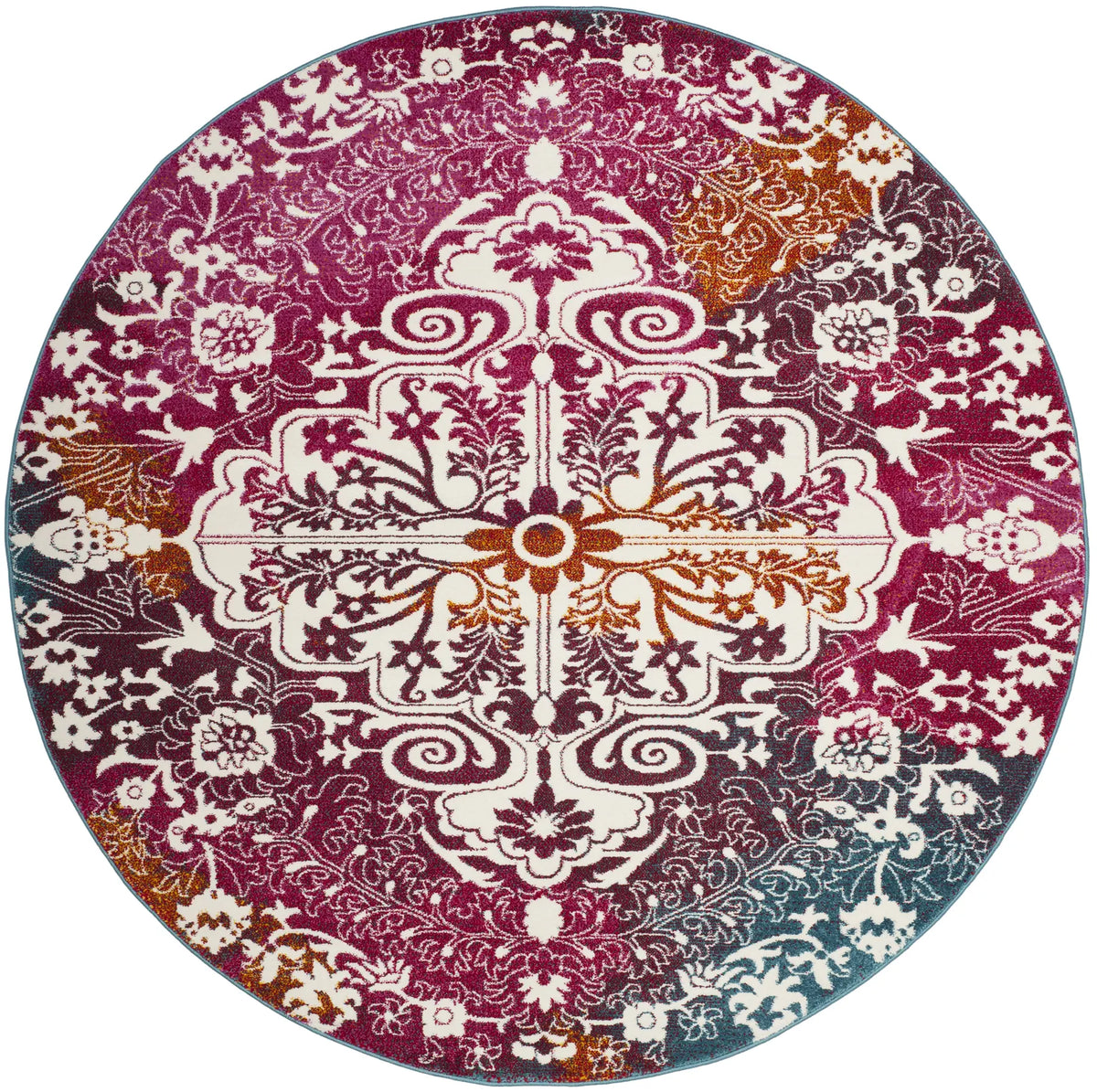 Safavieh Watercolor 6'-7" x 6'-7" Rug in Ivory / Fuchsia