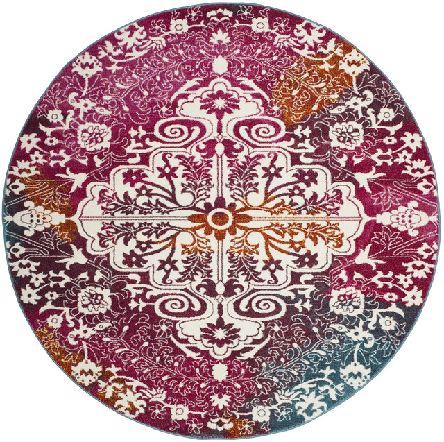 Safavieh Watercolor 6'-7" x 6'-7" Rug in Ivory / Fuchsia