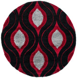 Safavieh Florida Shag 6'-7" x 6'-7" Rug in Black / Red