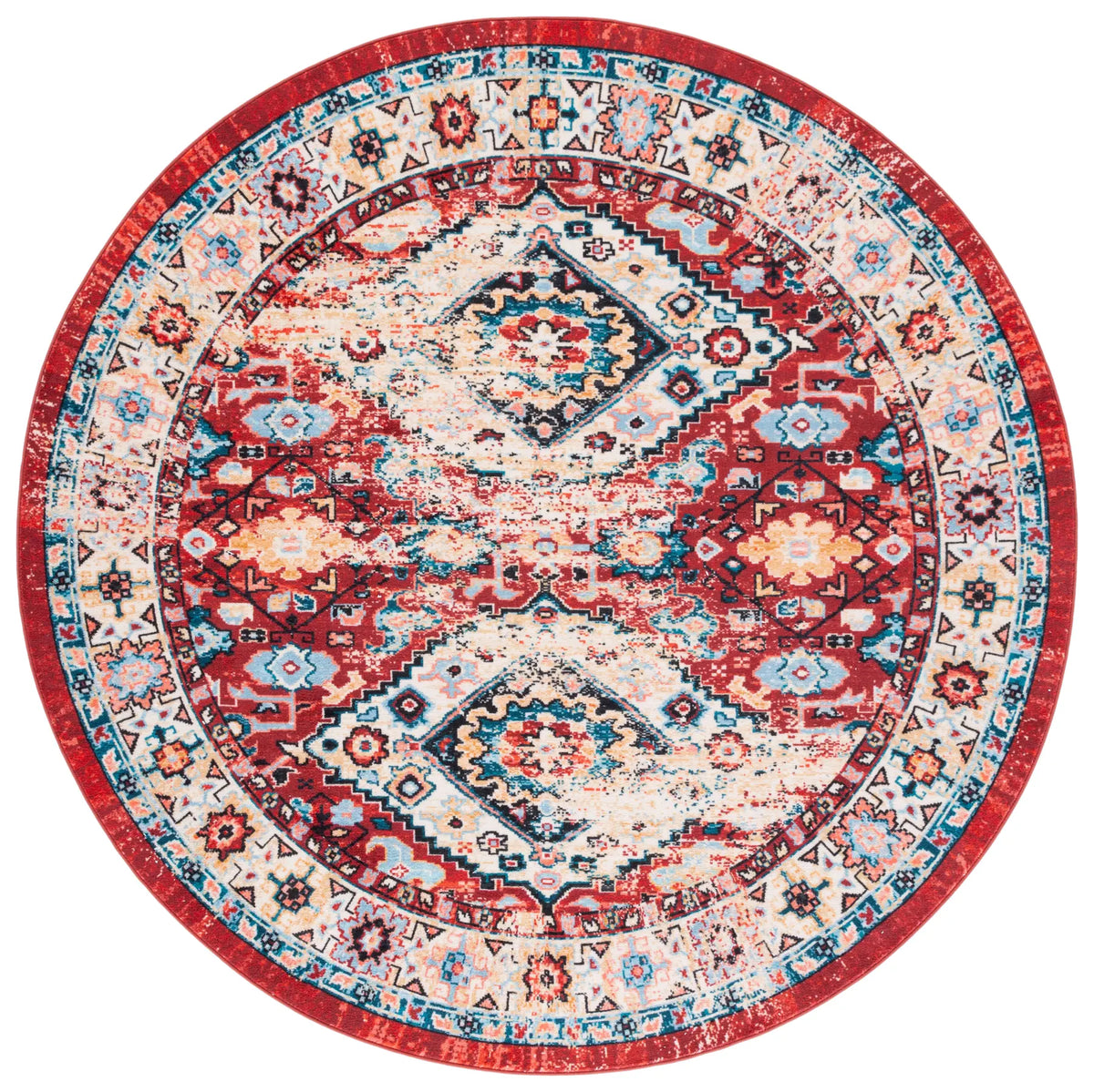 Safavieh Riviera 6'-7" x 6'-7" Rug in Red / Blue