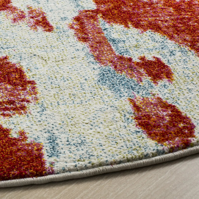 Safavieh Watercolor 6'-7" x 6'-7" Rug in Brickred / Light Blue
