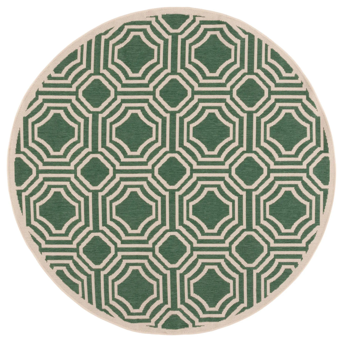 Safavieh Courtyard 5'-3" x 5'-3" Rug in Dark Green / Beige