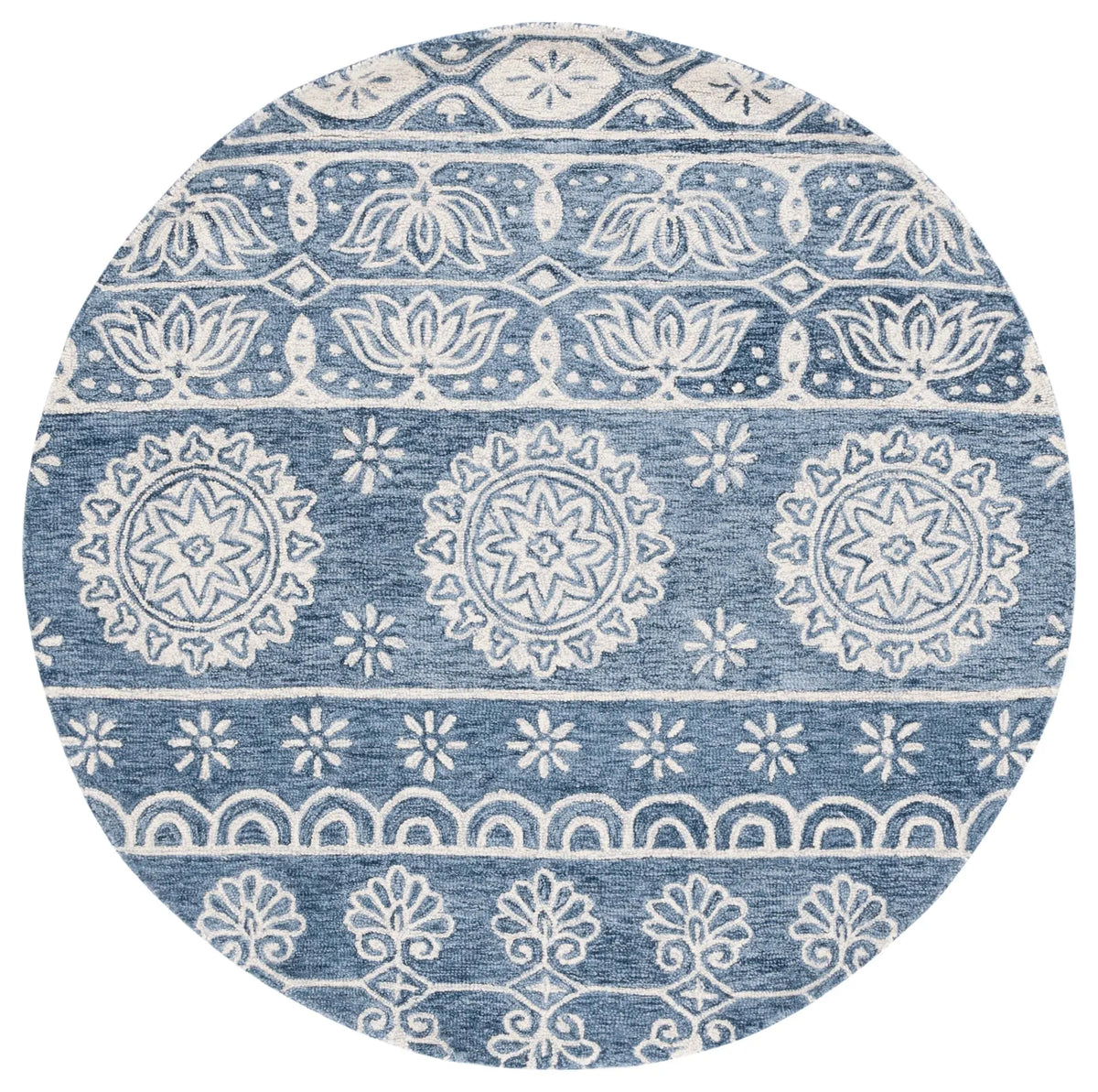 Safavieh Micro-Loop 5'-0" x 5'-0" Rug in Blue / Ivory