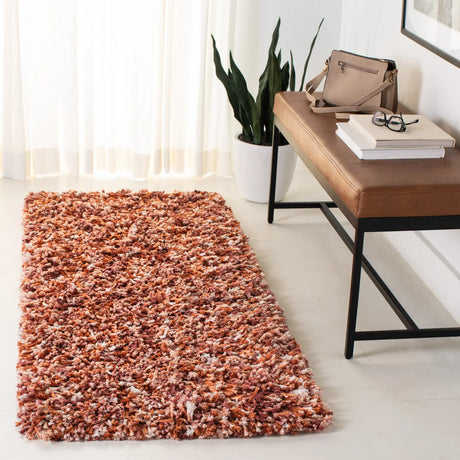 Safavieh Rio Shag 2'-3" x 6'-0" Rug in Rust / Ivory