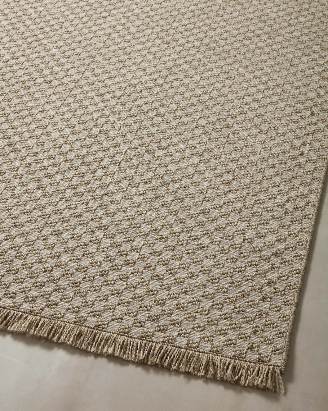 Loloi Dawn Daw-02 Natural Rug - angled corner on wood