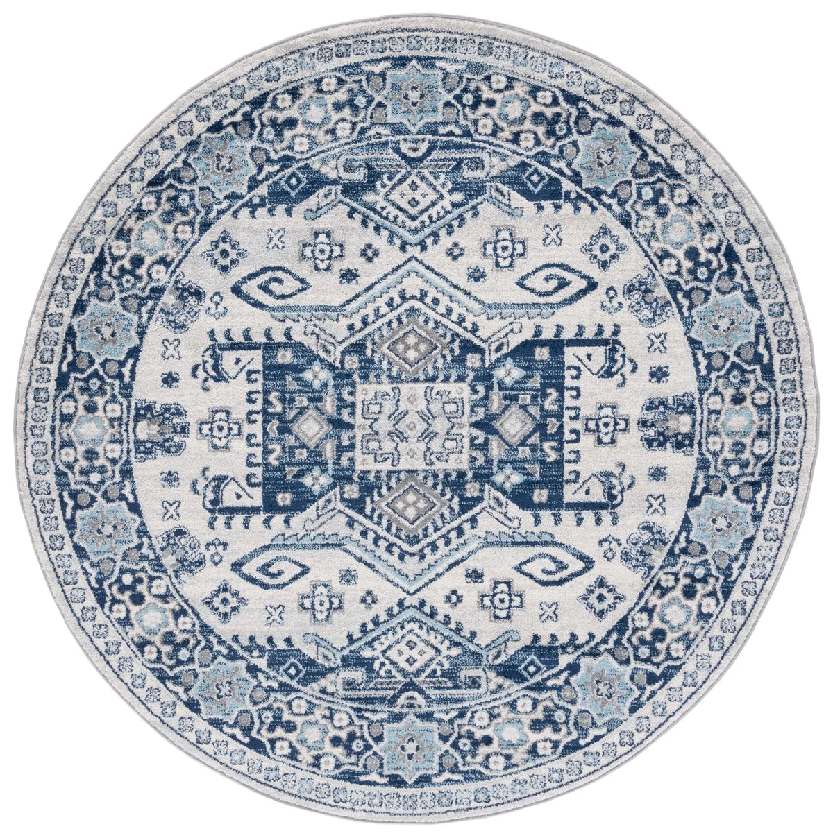 Safavieh Tulum 6'-7" x 6'-7" Rug in Ivory / Blue