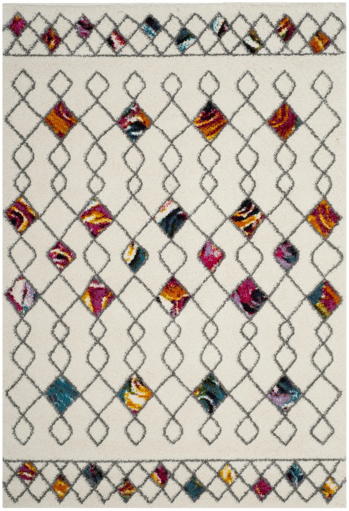 Safavieh Fiesta Shag 4'-0" x 6'-0" Rug in Cream / Multi