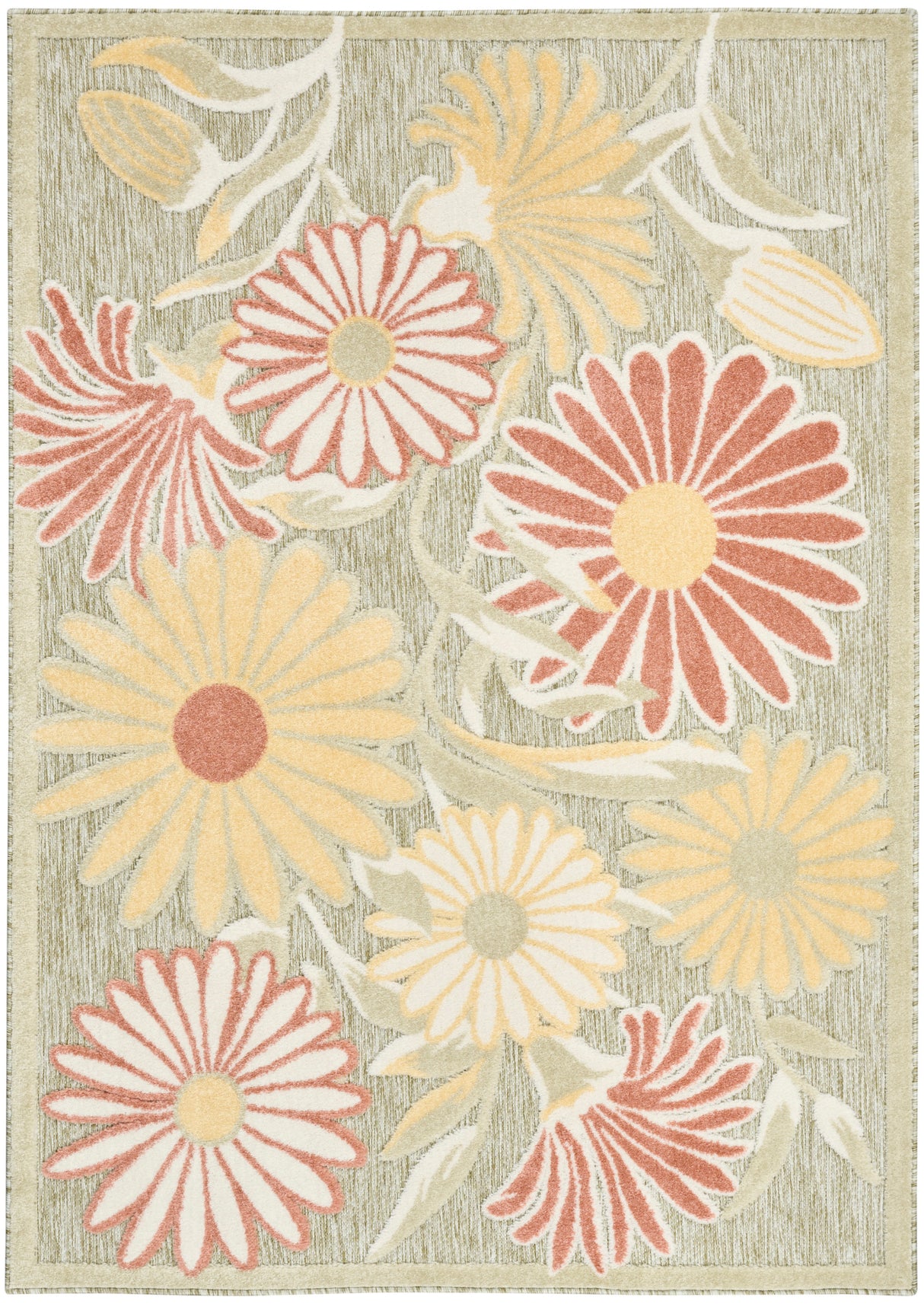 Nourison Aloha ALH33 Machine Made Sage, Rose Rug