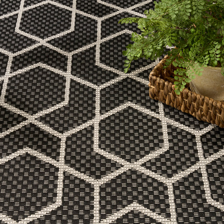 Nourison Horizon Indoor/Outdoor HOZ01 Black Contemporary Area Rugs