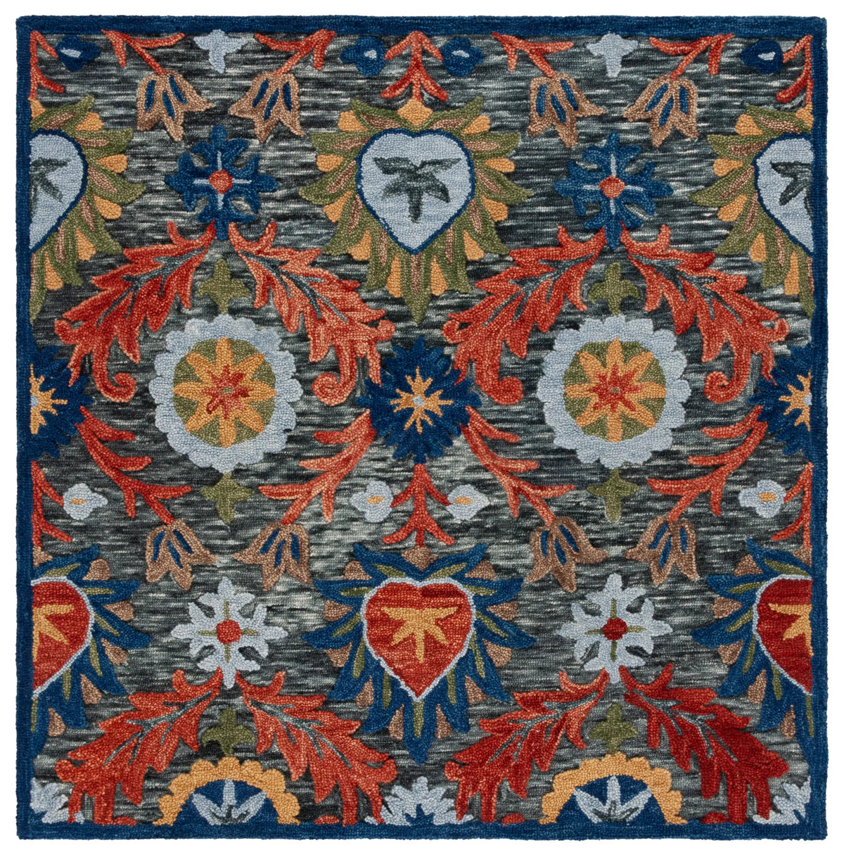 Safavieh Blossom 6'-0" x 6'-0" Rug in Charcoal / Orange