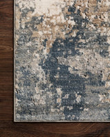 Loloi Teagan Tea-06 Sand/Mist Rugs - corner on wood
