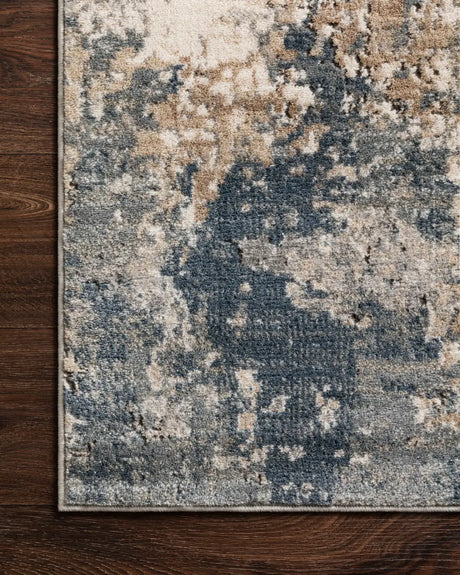 Loloi Teagan Tea-06 Sand/Mist Rugs - corner on wood