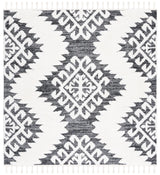 Safavieh Moroccan Tassel Shag 6'-7" x 6'-7" Rug in Dark Grey / Ivory