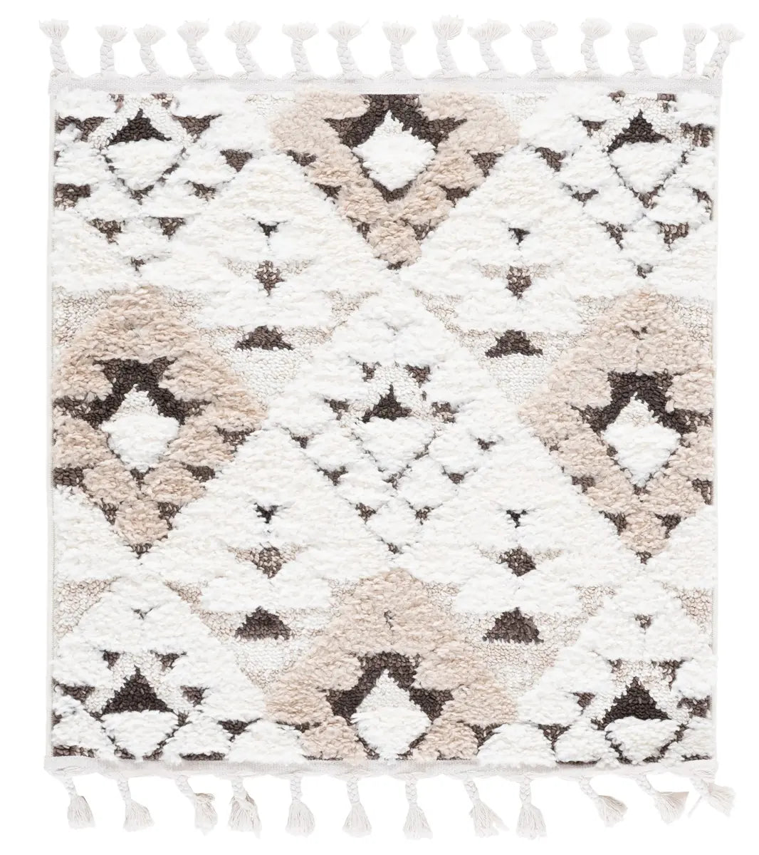 Safavieh Moroccan Tassel Shag 3'-0" x 3'-0" Rug in Ivory / Brown