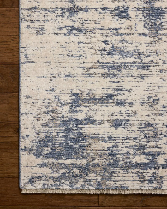 Loloi Nellie NEL-05 Dove / Blue Rug - corner on wood