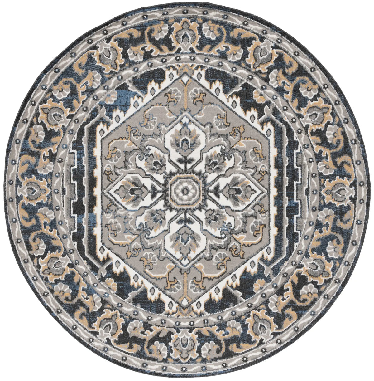Safavieh Pyramid 6'-7" x 6'-7" Rug in Grey / Navy Gold