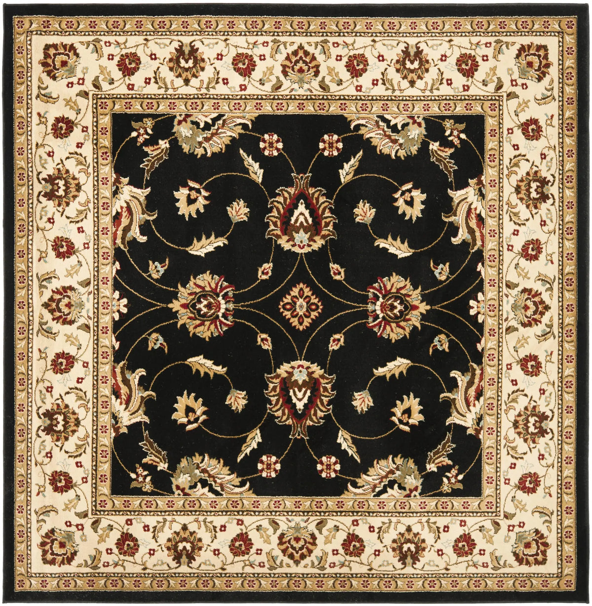 Safavieh Lyndhurst 6'-7" x 6'-7" Rug in Black / Ivory