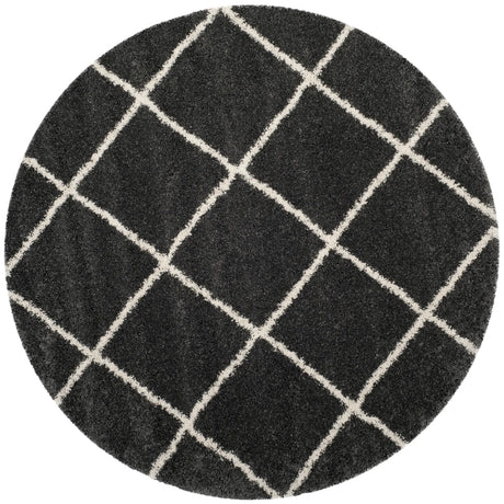 Safavieh Hudson Shag 5'-3" x 5'-3" Rug in Dark Grey / Ivory