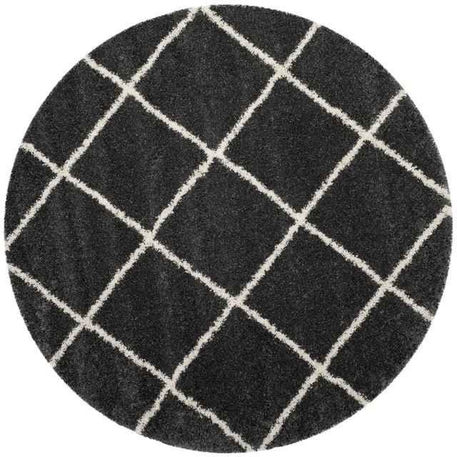 Safavieh Hudson Shag 5'-3" x 5'-3" Rug in Dark Grey / Ivory
