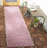 Safavieh Courtyard 2'-3" x 8'-0" Rug in Light Grey / Fuchsia
