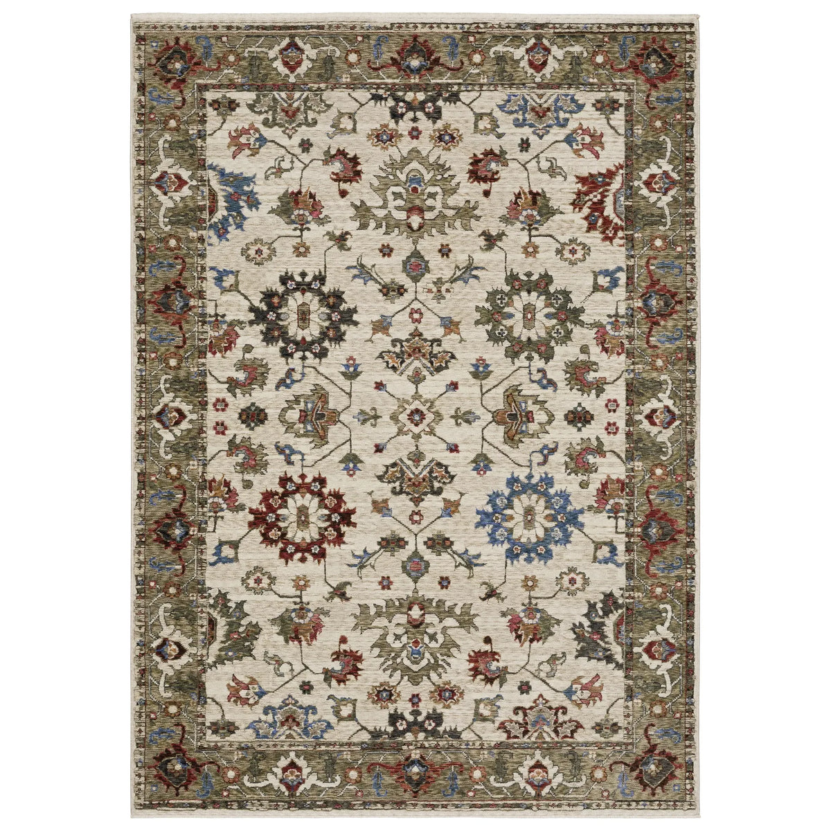 Oriental Weavers Sphinx HASTINGS HA03W Ivory Floral Rugs - main flat