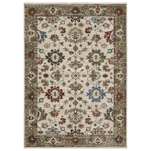 Oriental Weavers Sphinx HASTINGS HA03W Ivory Floral Rugs - main flat
