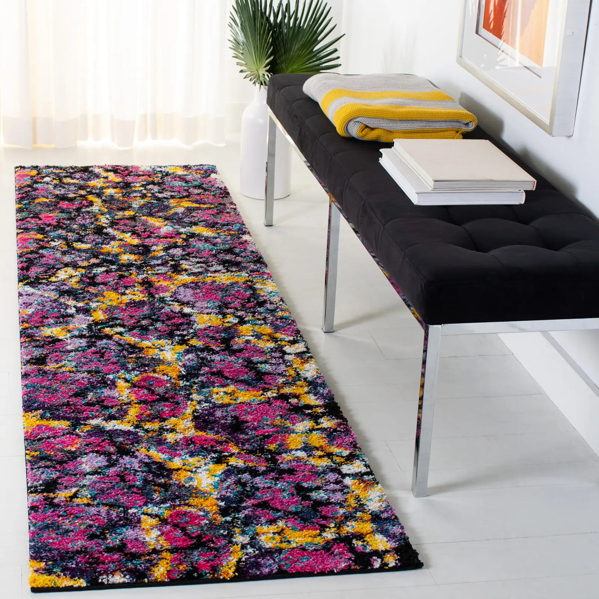 Safavieh Fiesta Shag 2'-3" x 8'-0" Rug in Lavander / Multi