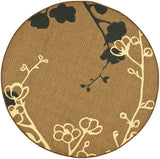 Safavieh Courtyard 5'-3" x 5'-3" Rug in Brown Natural / Black