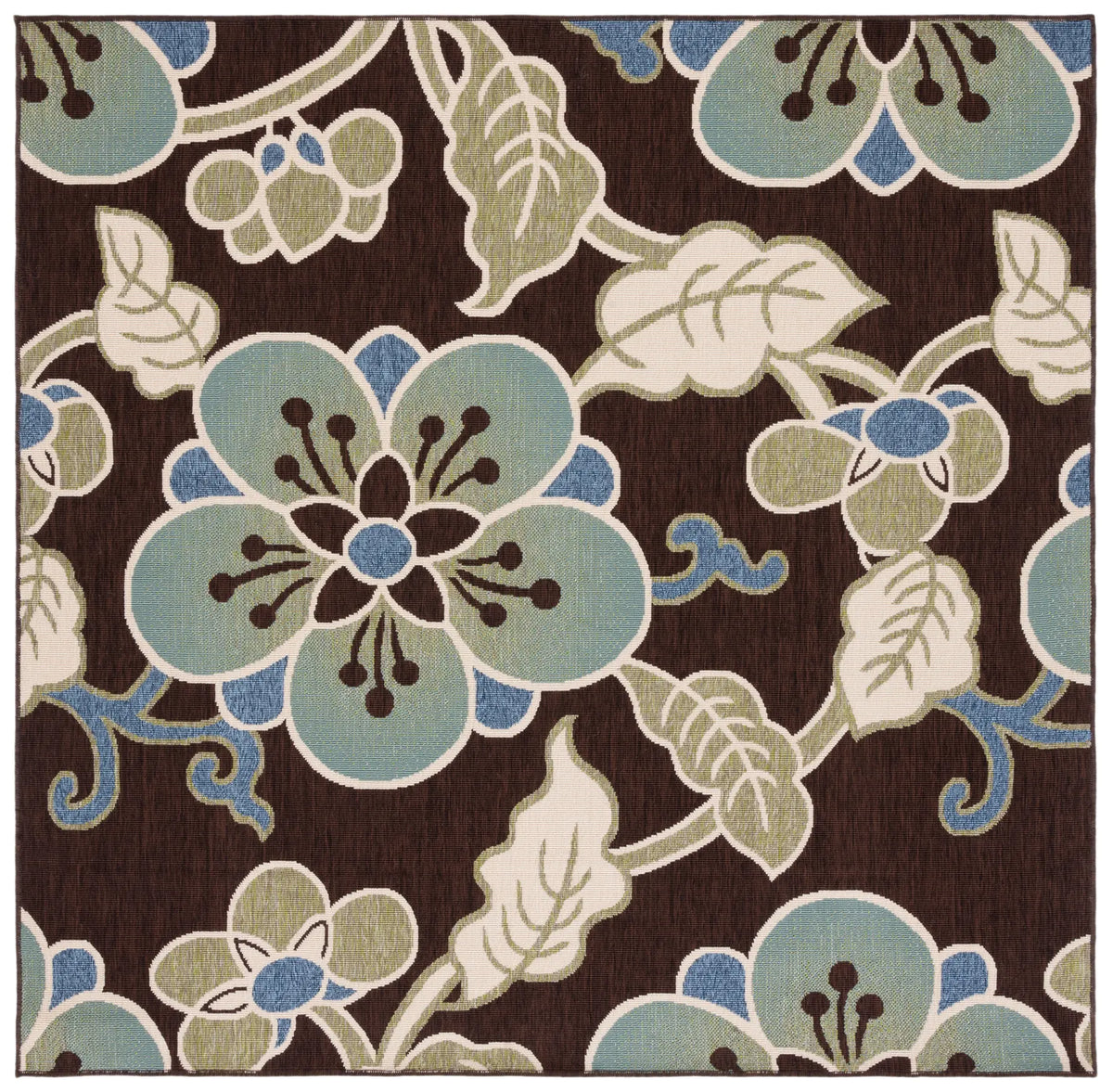 Safavieh Veranda 6'-7" x 6'-7" Rug in Chocolate / Aqua