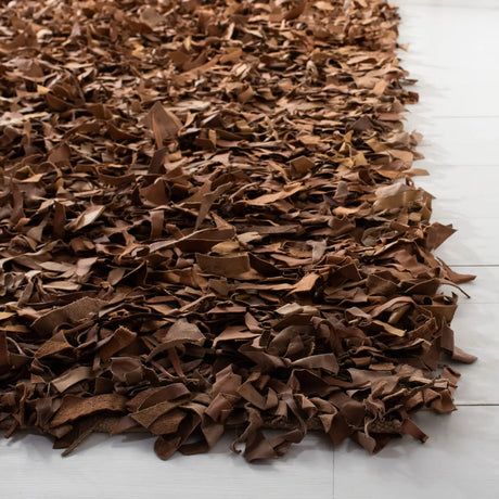 Safavieh Leather Shag 4'-0" x 6'-0" Rug in Brown