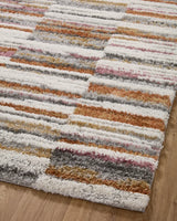 Loloi Levitt Shag Lev-03 Ivory/Sunset Rug - angled corner on wood