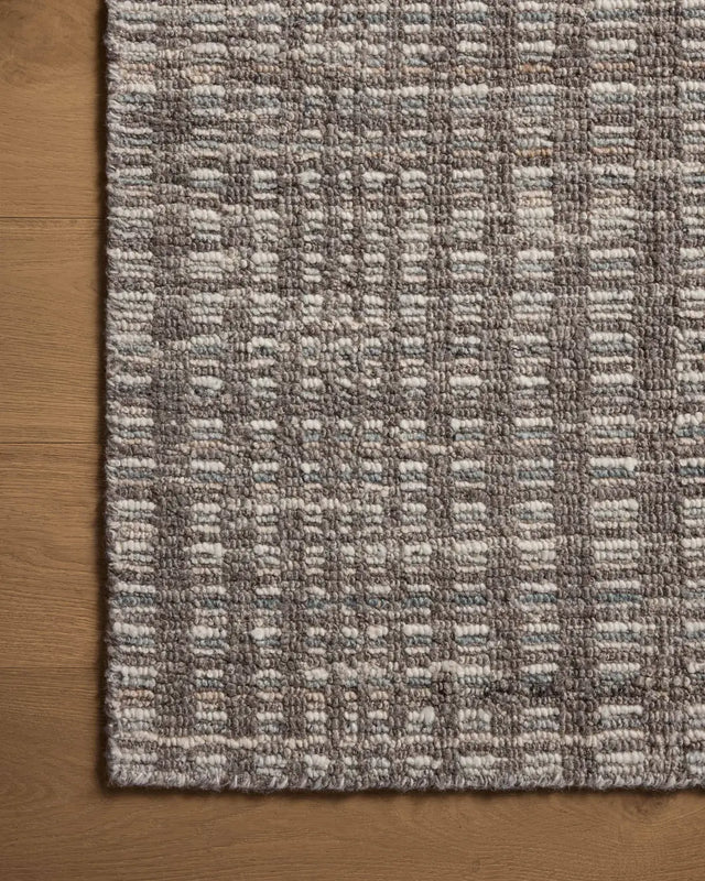 Loloi Sonya Soy-05 Granite/Multi Rug - corner on wood