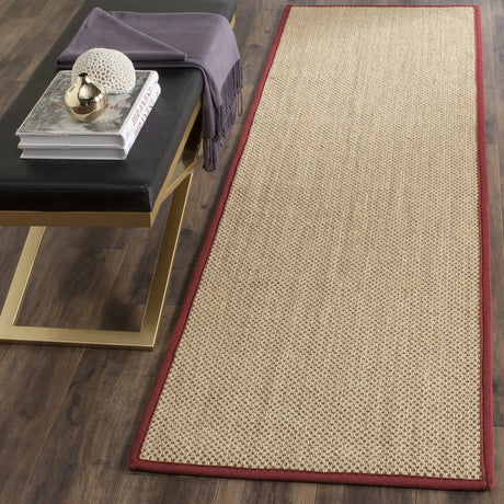 Safavieh Natural Fiber 2'-6" x 10'-0" Rug in Maize / Burgundy