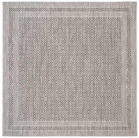 Safavieh Courtyard 6'-7" x 6'-7" Rug in Grey / Black