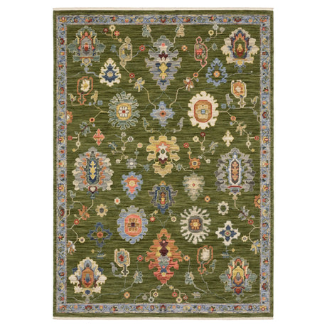 Oriental Weavers Sphinx LUCCA 2863E Green Floral Rugs - main flat