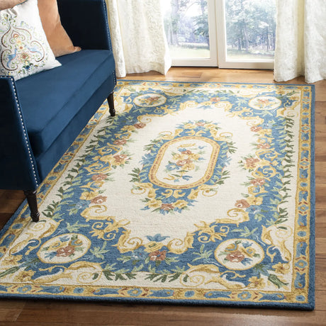 Safavieh Micro-Loop 5'-0" x 8'-0" Rug in Cream / Blue