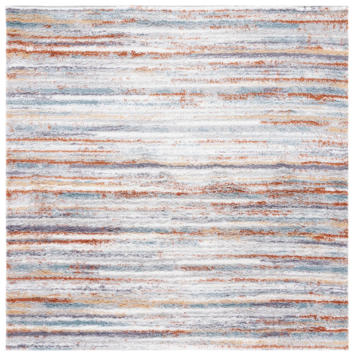 Safavieh Berber Shag 7'-0" x 7'-0" Rug in Blue Rust / Ivory