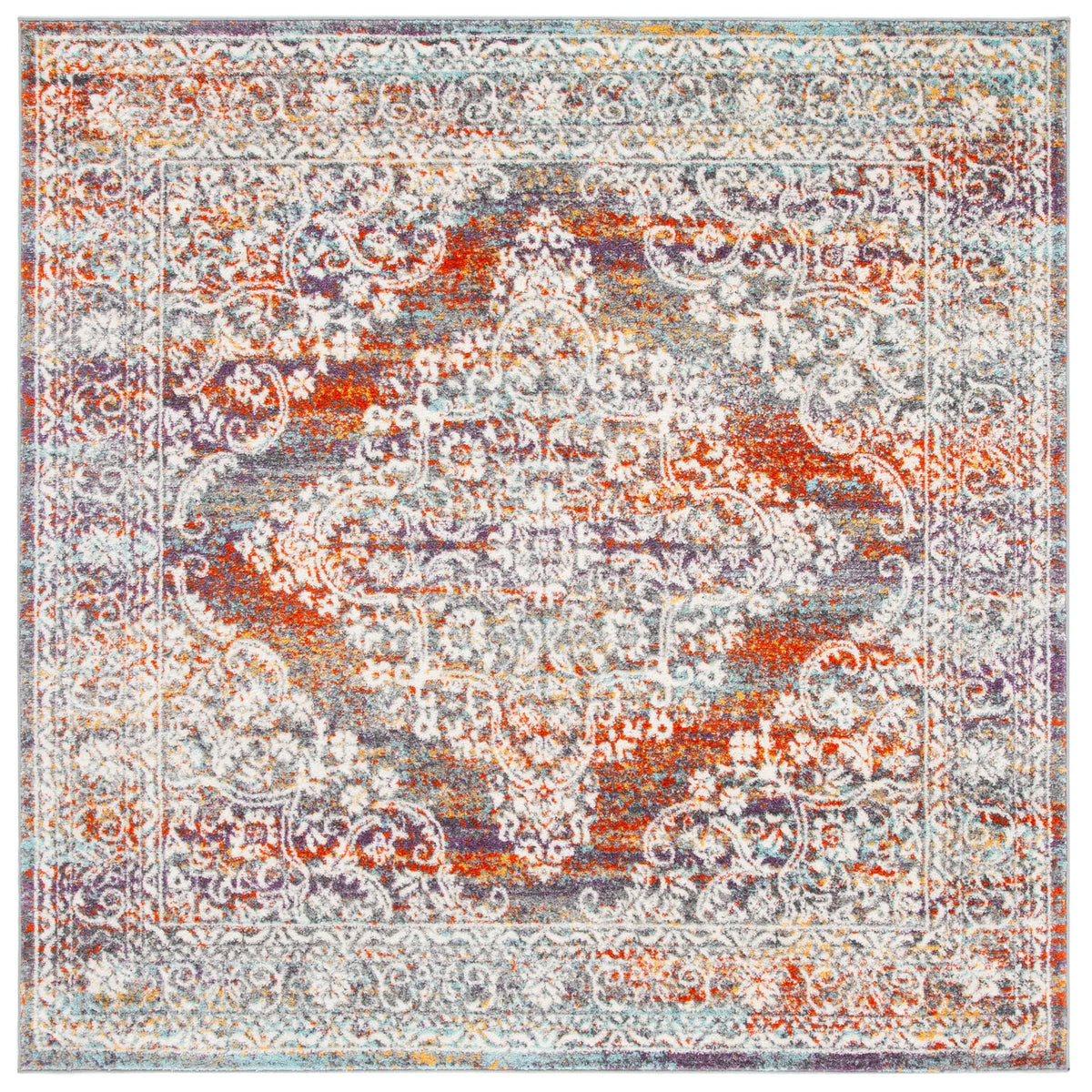 Safavieh Madison 900 6'-7" x 6'-7" Rug in Light Grey / Rust