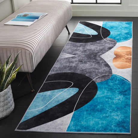 Safavieh Santa Monica 2'-6" x 8'-0" Rug in Dark Grey / Turquoise