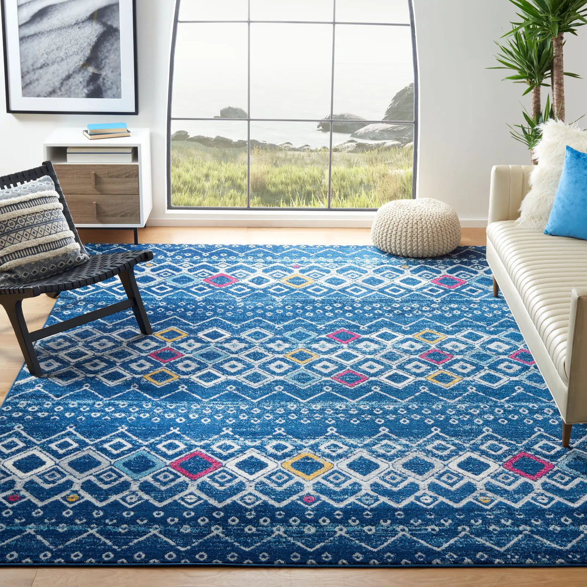 Safavieh Amsterdam 10'-0" x 14'-0" Rug in Navy / Turquoise