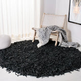 Safavieh Leather Shag 6'-0" x 6'-0" Rug in Black