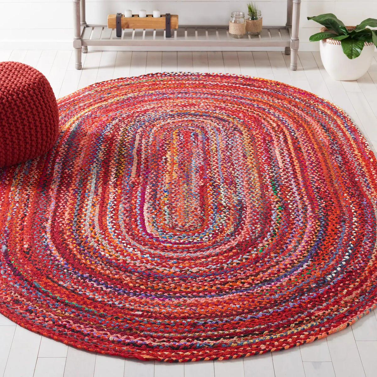 Safavieh Braided 5'-0" x 8'-0" Rug in Rust / Multi
