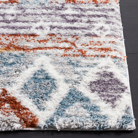 Safavieh Berber Shag 4'-5" x 6'-5" Rug in Blue Rust / Ivory