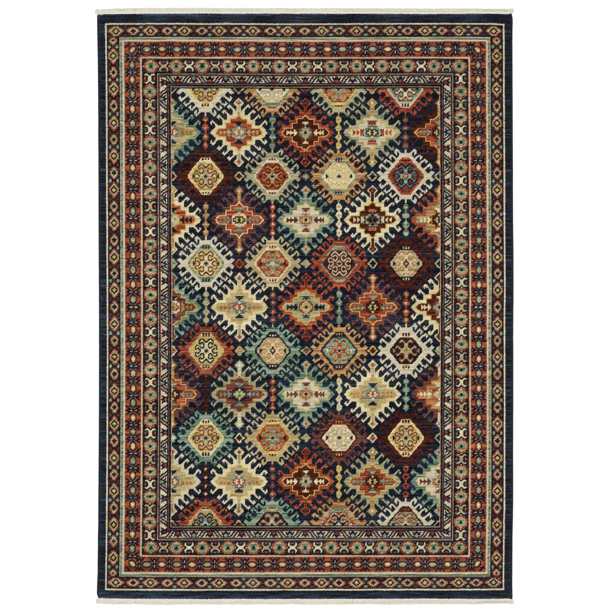 Oriental Weavers Lilihan 003B6 Navy/ Multi Rug - main flat