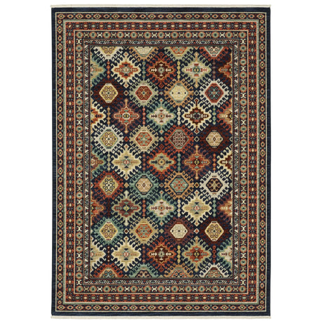 Oriental Weavers Lilihan 003B6 Navy/ Multi Rug - main flat
