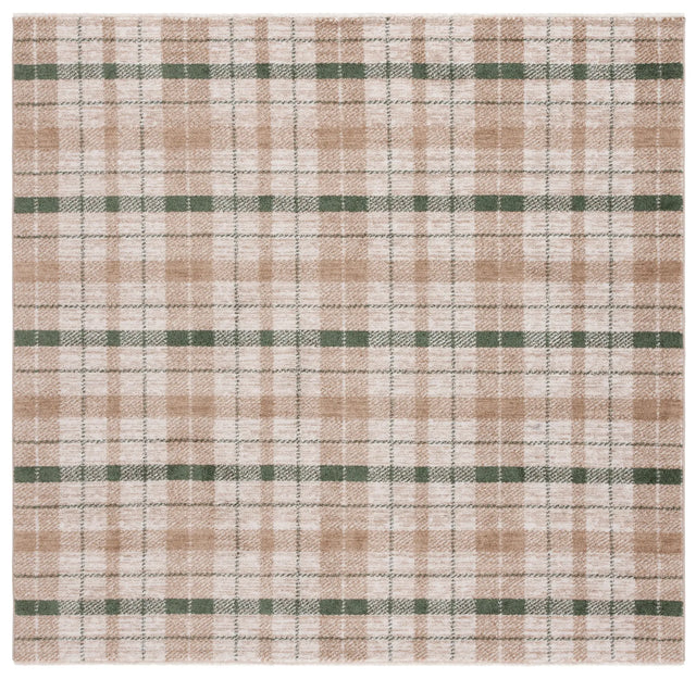 Safavieh Oxford Plaids 300 6'-7" x 6'-7" Rug in Beige / Green
